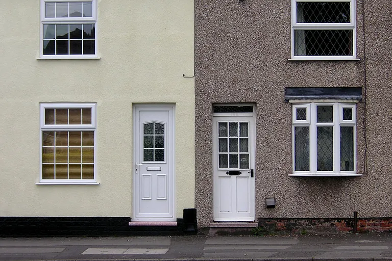 Pebble dashing and rendered domestic houses